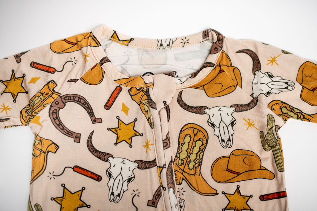 Burkie Baby Cowboy Western Bamboo Pajama Zippies