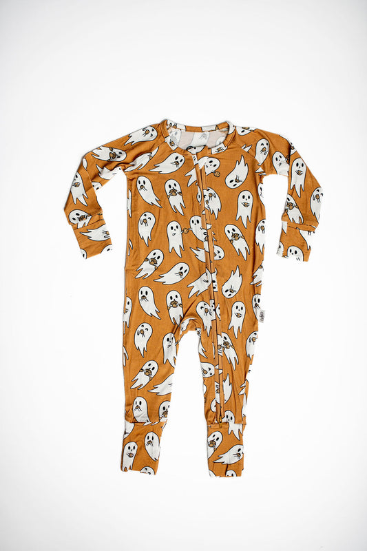 Burkie Baby Cookie Ghosts Bamboo Pajama Zippies