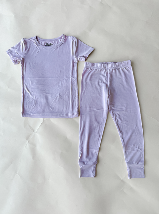 Kids Short Sleeve Bamboo Pajamas - Purple