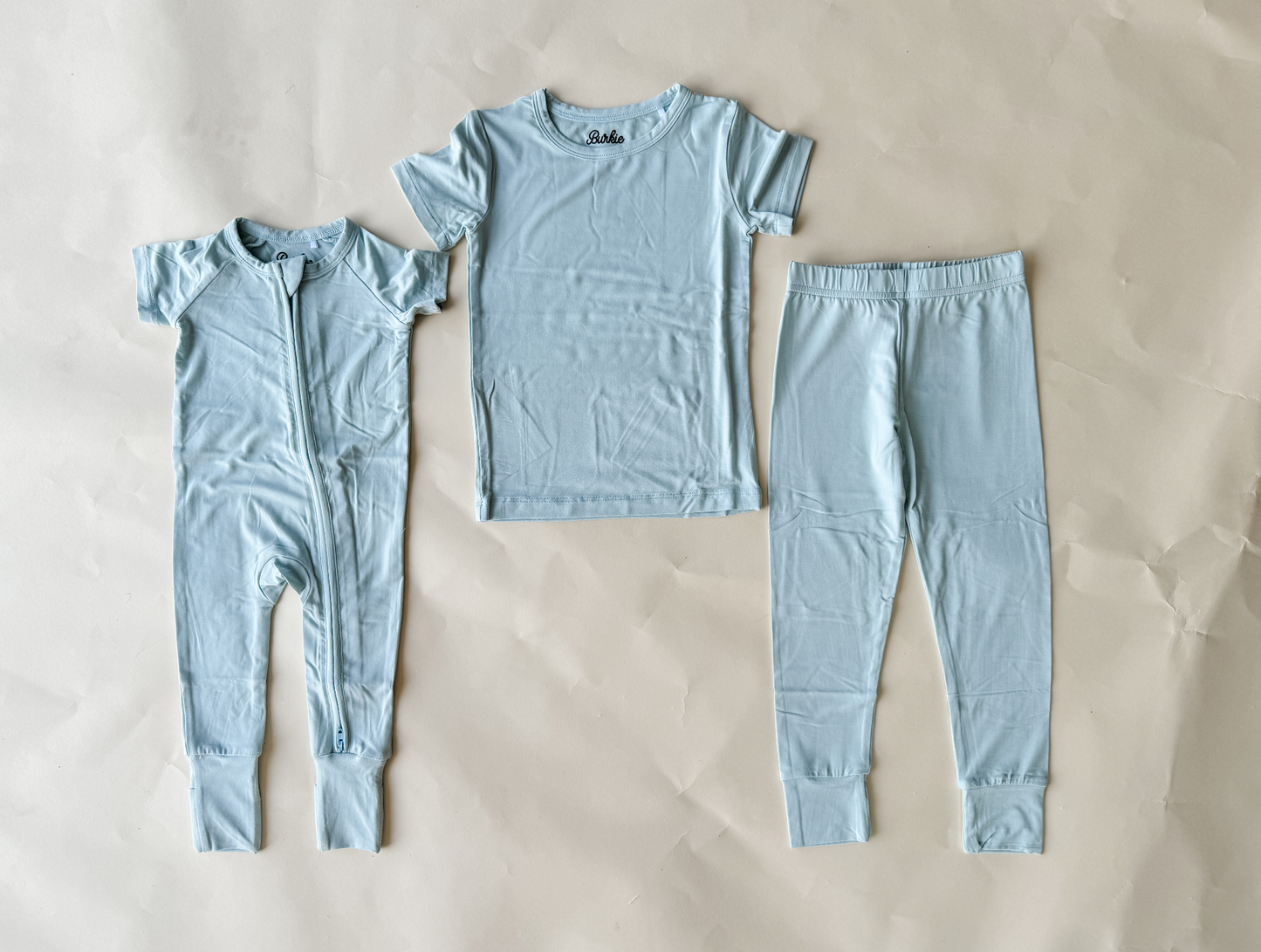 Kids Short Sleeve Bamboo Pajamas - Light Blue