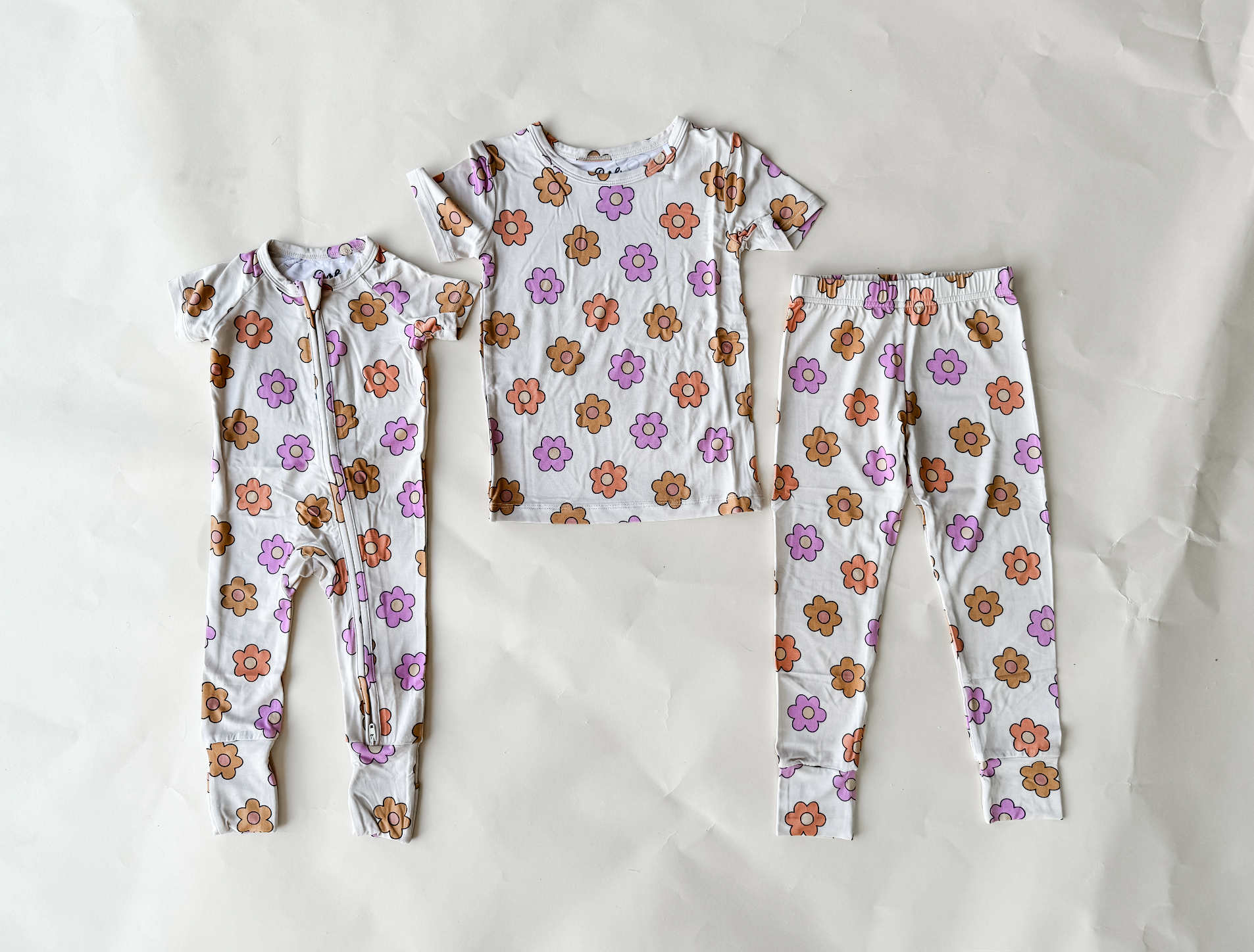 Kids Short Sleeve Bamboo Pajamas - Boho Flowers