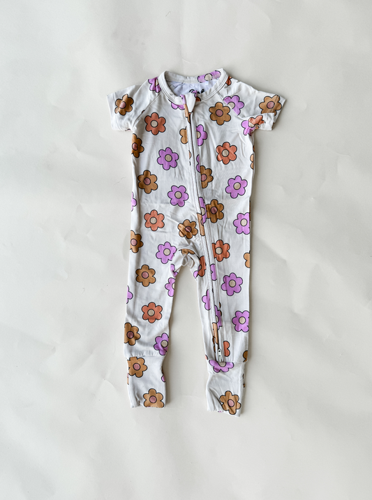Burkie Baby Floral Bamboo Pajama Short Sleeve Zippies